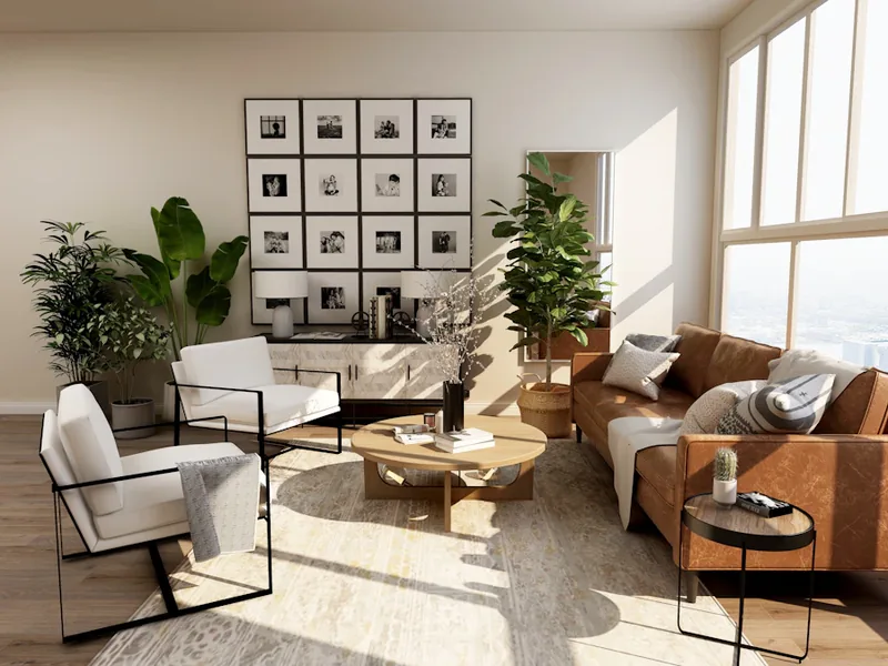 Salon soigné et accueillant, illustration d’un appartement préparé pour la location courte durée